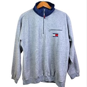 Tommy Hilfiger Men's Gray Fleece 3/4" Zip Pullover